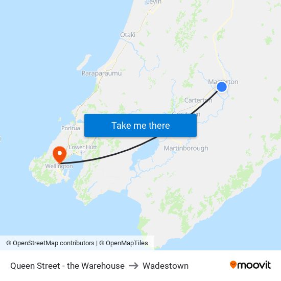 Queen Street - the Warehouse to Wadestown map