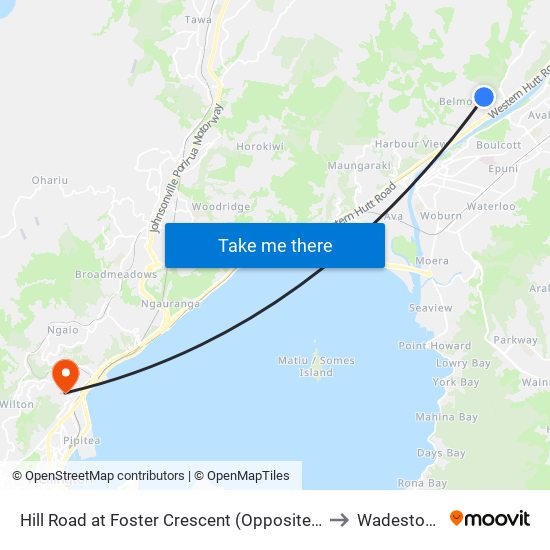 Hill Road at Foster Crescent (Opposite 50) to Wadestown map