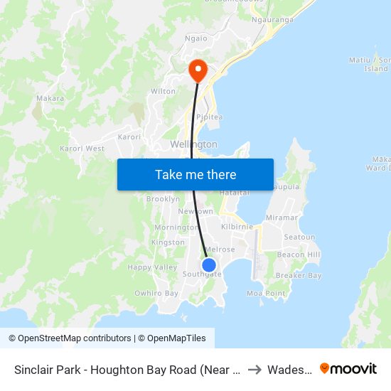 Sinclair Park - Houghton Bay Road (Near 27)(School Stop) to Wadestown map
