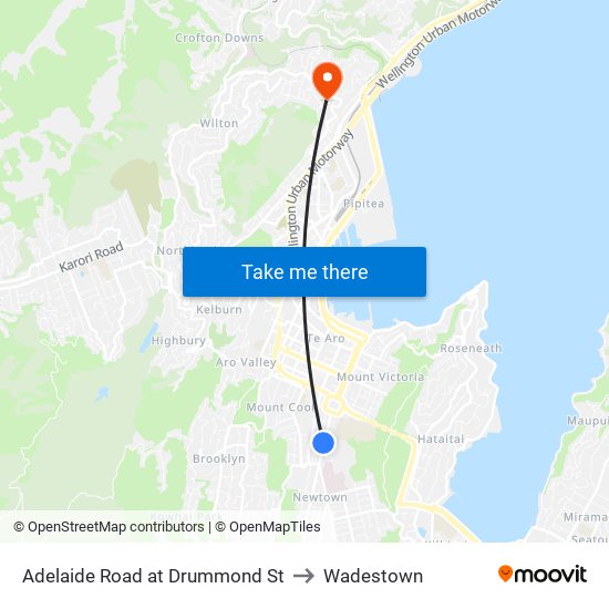 Adelaide Road at Drummond St to Wadestown map