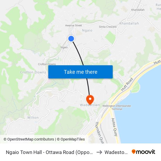 Ngaio Town Hall - Ottawa Road (Opposite) to Wadestown map