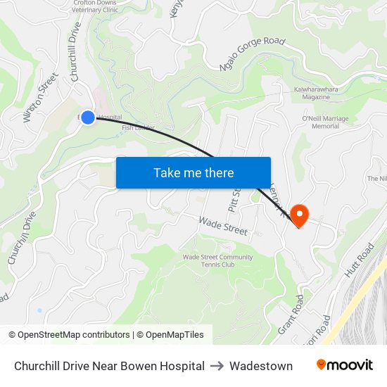 Churchill Drive Near Bowen Hospital to Wadestown map