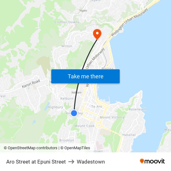 Aro Street at Epuni Street to Wadestown map