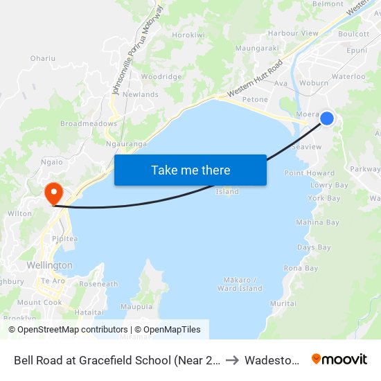 Bell Road at Gracefield School (Near 23) to Wadestown map