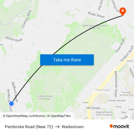 Pembroke Road (Near 72) to Wadestown map