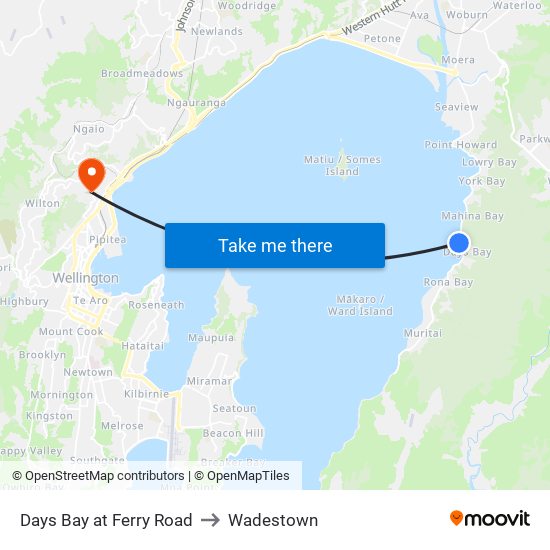 Days Bay at Ferry Road to Wadestown map