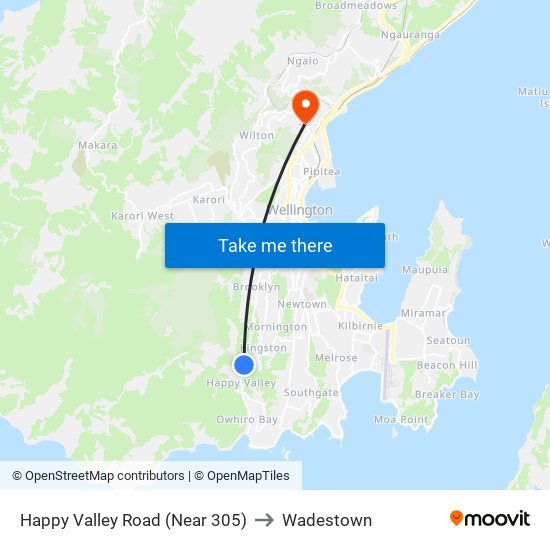 Happy Valley Road (Near 305) to Wadestown map