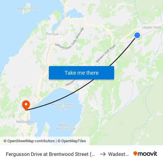 Fergusson Drive at Brentwood Street (Near 478) to Wadestown map