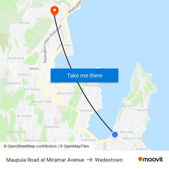 Maupuia Road at Miramar Avenue to Wadestown map