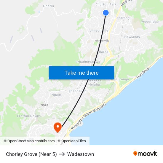 Chorley Grove (Near 5) to Wadestown map