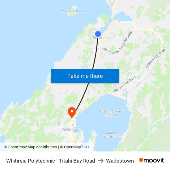 Whitireia Polytechnic - Titahi Bay Road to Wadestown map