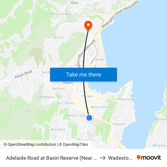 Adelaide Road at Basin Reserve (Near 13) to Wadestown map