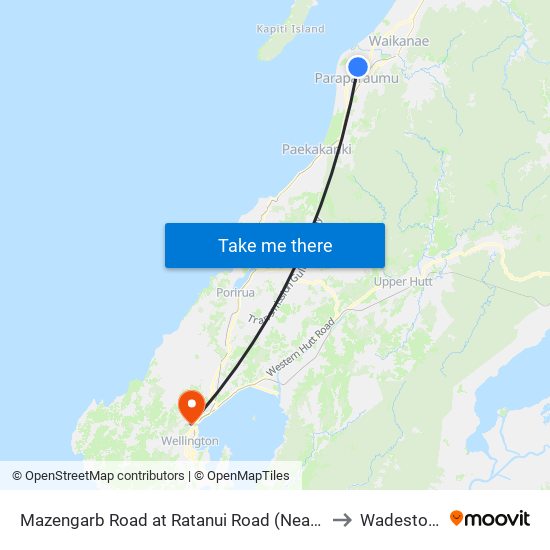 Mazengarb Road at Ratanui Road (Near 209) to Wadestown map
