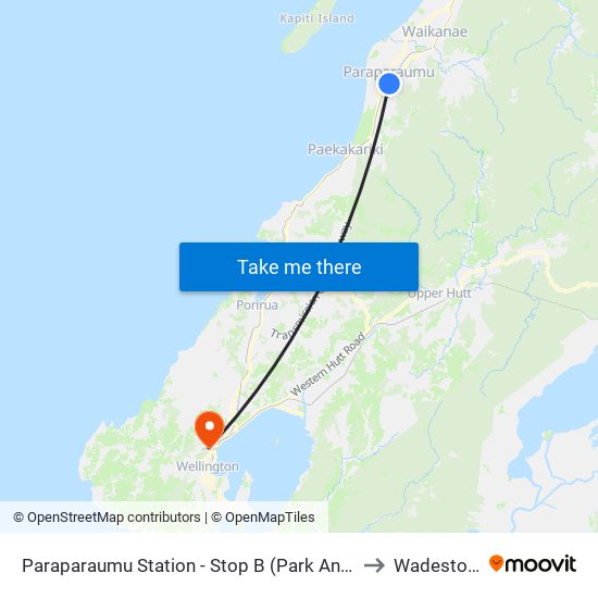 Paraparaumu Station - Stop B (Park And Ride) to Wadestown map