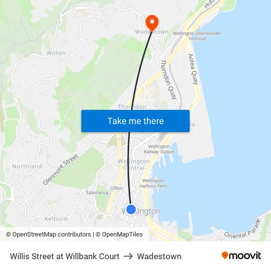 Willis Street at Willbank Court to Wadestown map