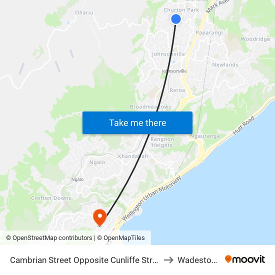 Cambrian Street Opposite Cunliffe Street to Wadestown map