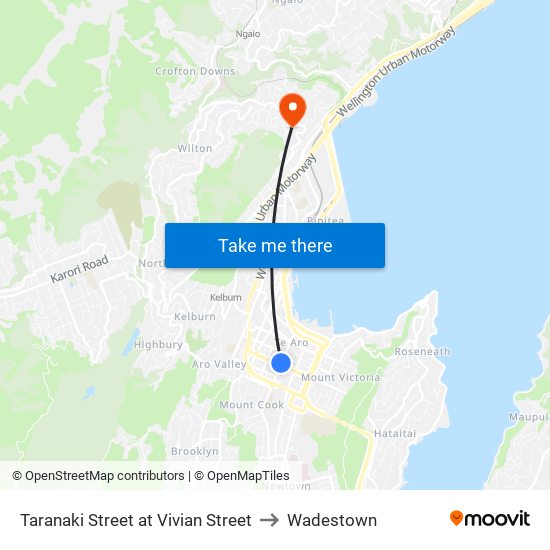 Taranaki Street at Vivian Street to Wadestown map