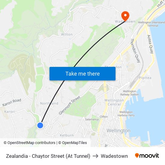 Zealandia - Chaytor Street (At Tunnel) to Wadestown map