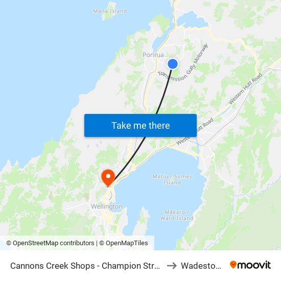 Cannons Creek Shops - Champion Street to Wadestown map