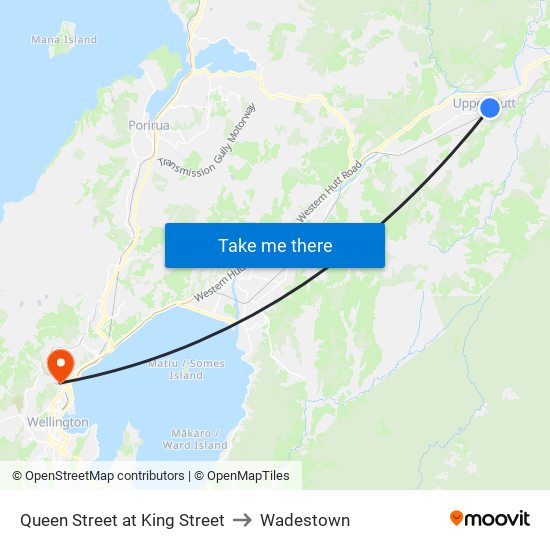 Queen Street at King Street to Wadestown map