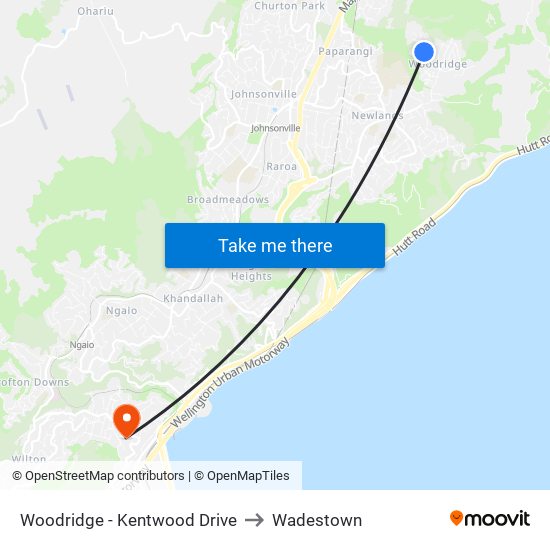 Woodridge - Kentwood Drive to Wadestown map