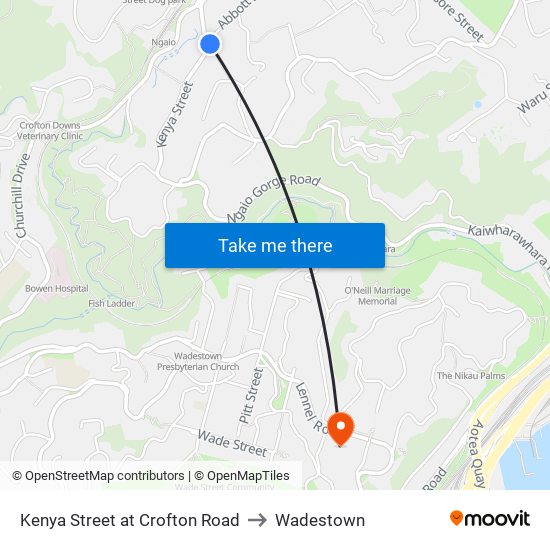 Kenya Street at Crofton Road to Wadestown map