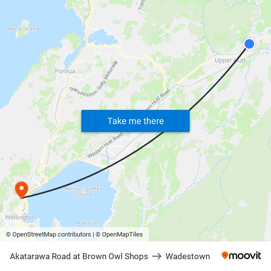 Akatarawa Road at Brown Owl Shops to Wadestown map