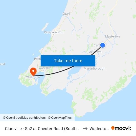 Clareville - Sh2 at Chester Road (Southbound) to Wadestown map