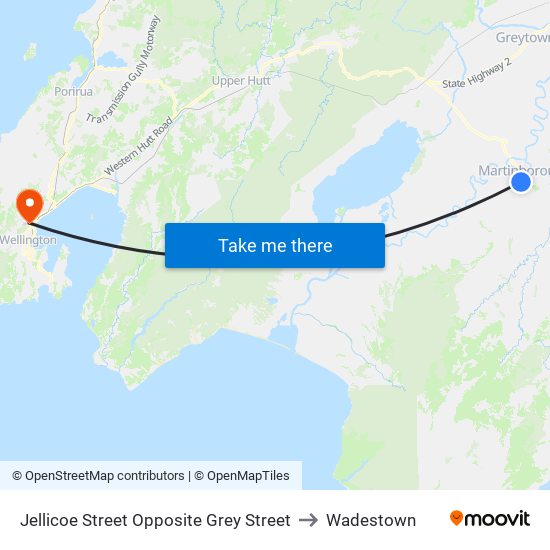 Jellicoe Street Opposite Grey Street to Wadestown map