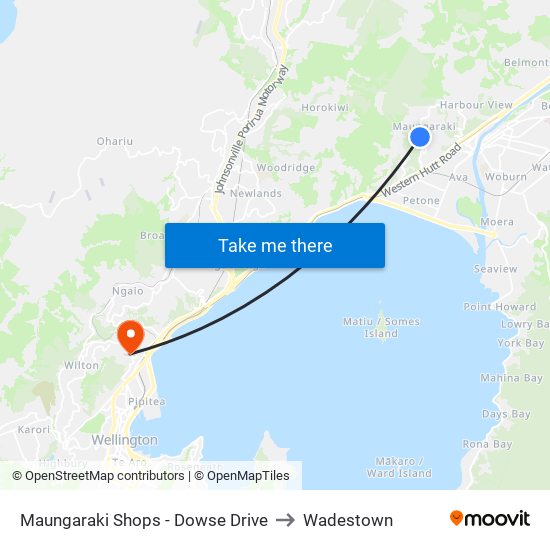 Maungaraki Shops - Dowse Drive to Wadestown map