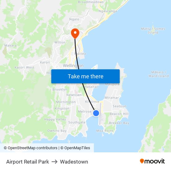 Airport Retail Park to Wadestown map