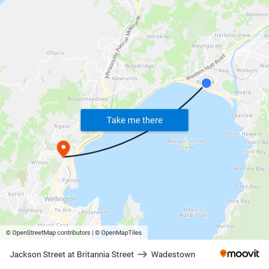 Jackson Street at Britannia Street to Wadestown map