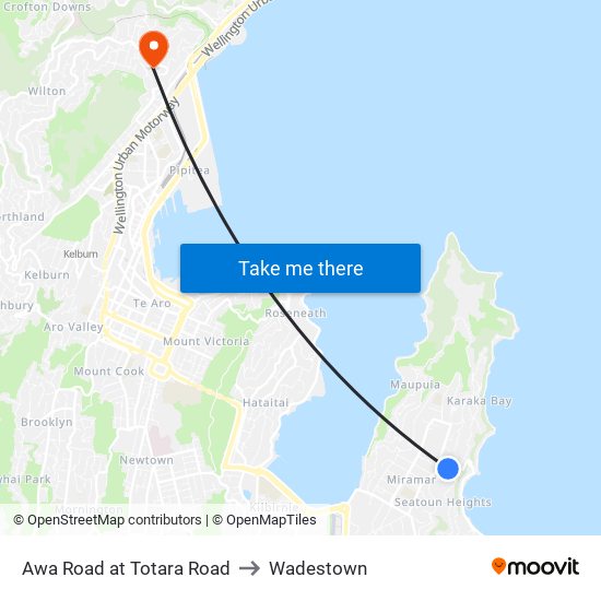 Awa Road at Totara Road to Wadestown map