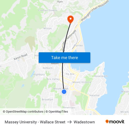 Massey University - Wallace Street to Wadestown map