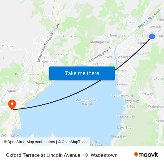 Oxford Terrace at Lincoln Avenue to Wadestown map