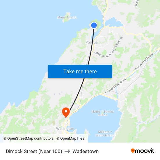 Dimock Street (Near 100) to Wadestown map