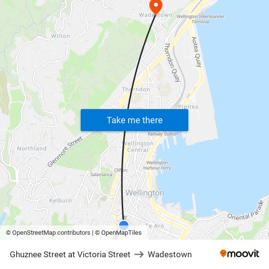 Ghuznee Street at Victoria Street to Wadestown map