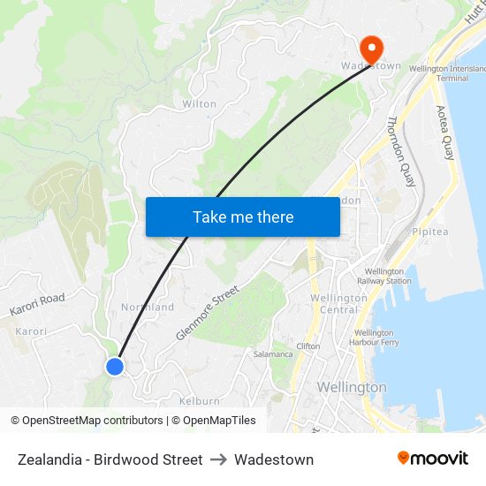 Zealandia - Birdwood Street to Wadestown map