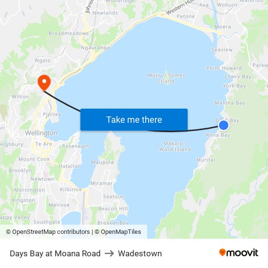 Days Bay at Moana Road to Wadestown map