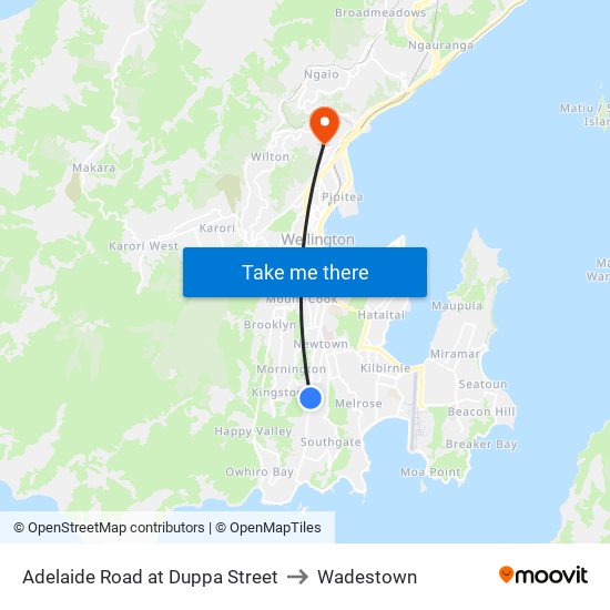 Adelaide Road at Duppa Street to Wadestown map