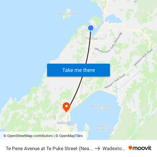 Te Pene Avenue at Te Puke Street (Near 75) to Wadestown map