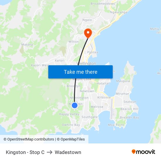 Kingston - Stop C to Wadestown map