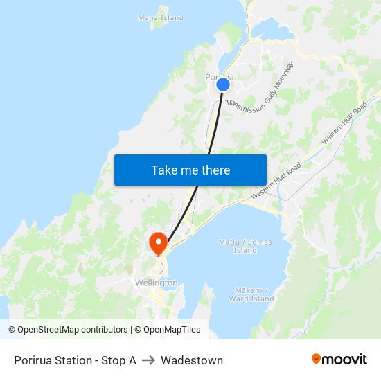 Porirua Station - Stop A to Wadestown map