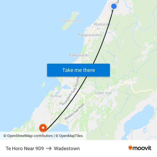 Te Horo Near 909 to Wadestown map