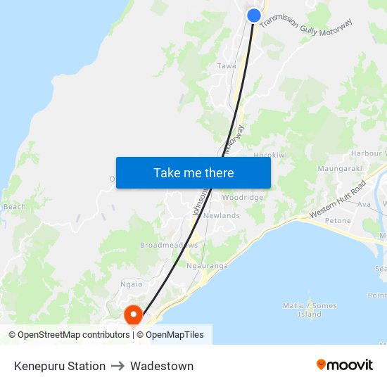 Kenepuru Station to Wadestown map
