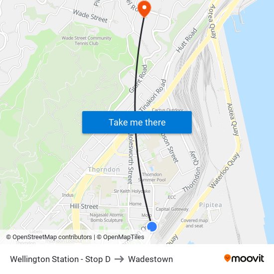 Wellington Station - Stop D to Wadestown map