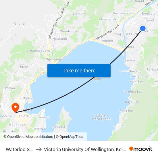 Waterloo Station to Victoria University Of Wellington, Kelburn Campus map