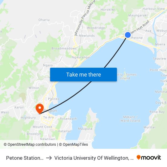 Petone Station - Stop B to Victoria University Of Wellington, Kelburn Campus map