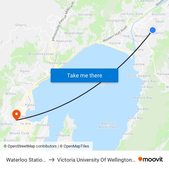 Waterloo Station - Stop C to Victoria University Of Wellington, Kelburn Campus map