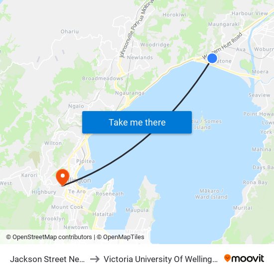 Jackson Street Near Gear Street to Victoria University Of Wellington, Kelburn Campus map